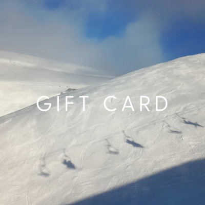 Snowy landscape with 'GIFT CARD' text overlay